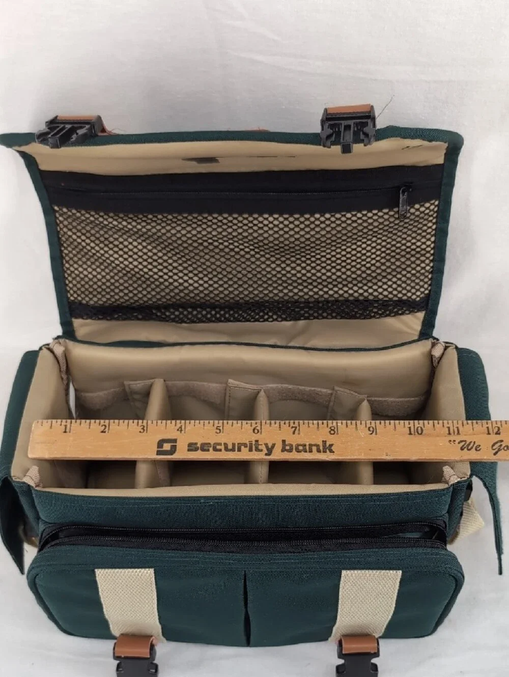 Canon Green Canvas Messenger Bag with Cream Straps